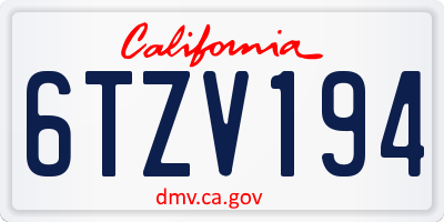 CA license plate 6TZV194