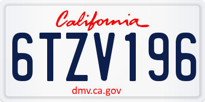CA license plate 6TZV196