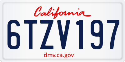 CA license plate 6TZV197