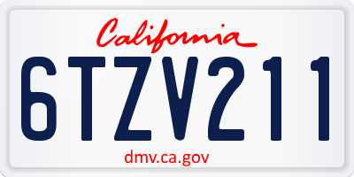 CA license plate 6TZV211