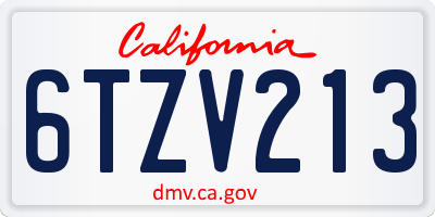 CA license plate 6TZV213