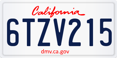 CA license plate 6TZV215