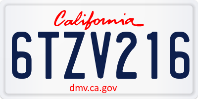 CA license plate 6TZV216