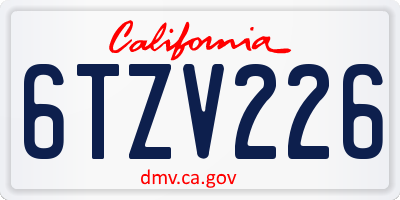 CA license plate 6TZV226