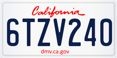 CA license plate 6TZV240