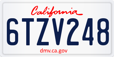 CA license plate 6TZV248