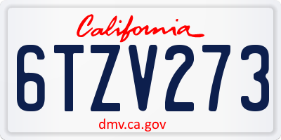 CA license plate 6TZV273