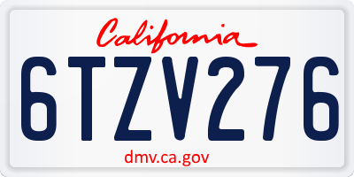 CA license plate 6TZV276