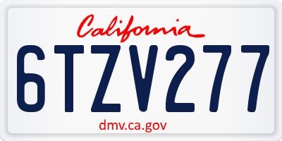 CA license plate 6TZV277
