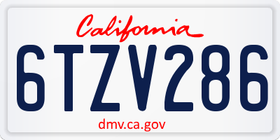 CA license plate 6TZV286