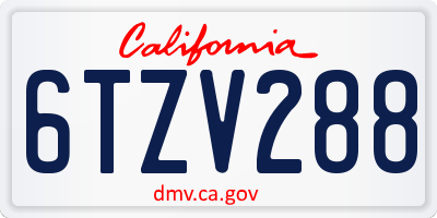 CA license plate 6TZV288