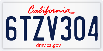 CA license plate 6TZV304