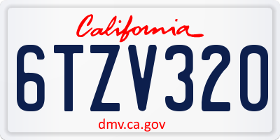CA license plate 6TZV320