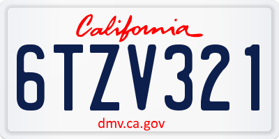 CA license plate 6TZV321