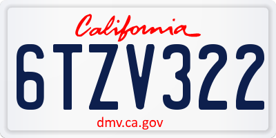 CA license plate 6TZV322