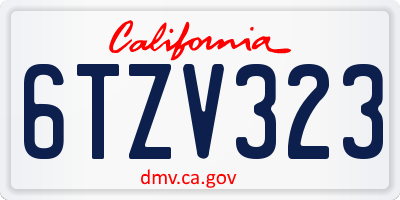 CA license plate 6TZV323