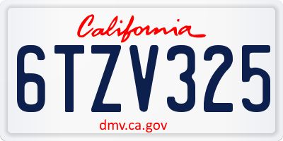 CA license plate 6TZV325
