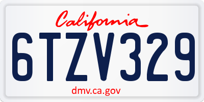 CA license plate 6TZV329