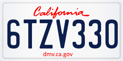 CA license plate 6TZV330