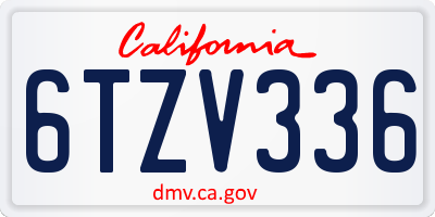 CA license plate 6TZV336