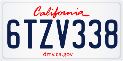 CA license plate 6TZV338