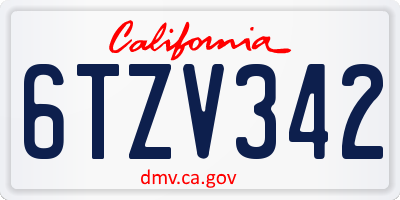 CA license plate 6TZV342