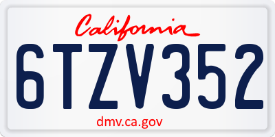 CA license plate 6TZV352