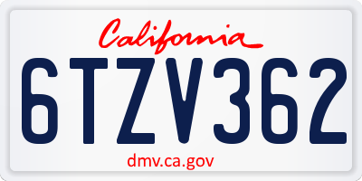 CA license plate 6TZV362