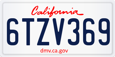 CA license plate 6TZV369
