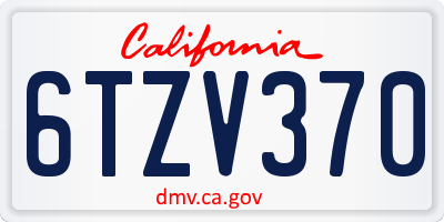 CA license plate 6TZV370