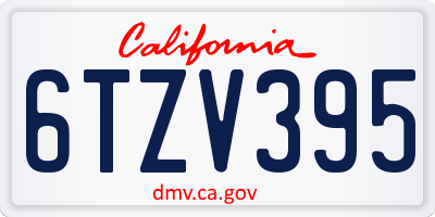 CA license plate 6TZV395