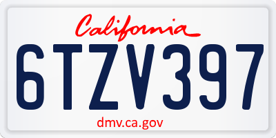 CA license plate 6TZV397