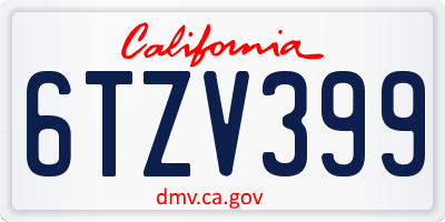 CA license plate 6TZV399
