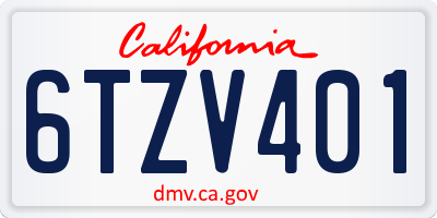 CA license plate 6TZV401