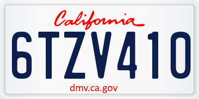 CA license plate 6TZV410