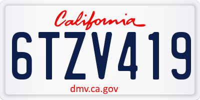 CA license plate 6TZV419