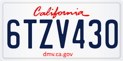 CA license plate 6TZV430