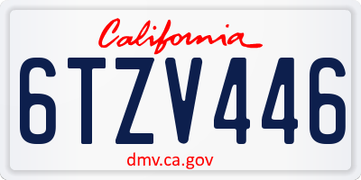 CA license plate 6TZV446