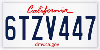 CA license plate 6TZV447