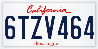 CA license plate 6TZV464
