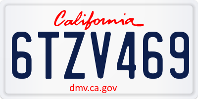 CA license plate 6TZV469