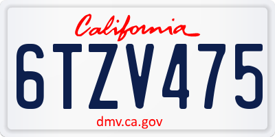 CA license plate 6TZV475