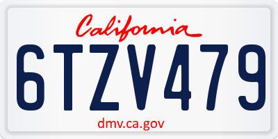 CA license plate 6TZV479