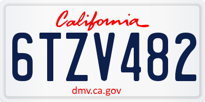 CA license plate 6TZV482