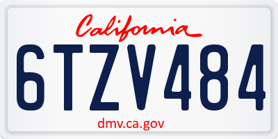 CA license plate 6TZV484