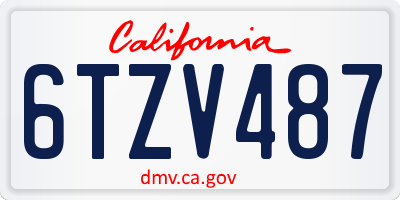 CA license plate 6TZV487