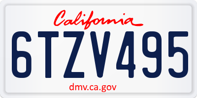 CA license plate 6TZV495