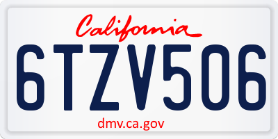 CA license plate 6TZV506