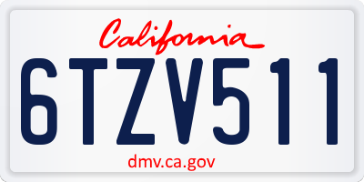 CA license plate 6TZV511