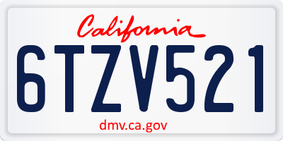 CA license plate 6TZV521